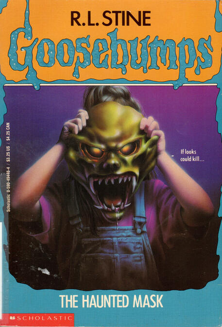 a cool drawing of the titular haunted mask by Tim Jacobus, complete with saliva and everything