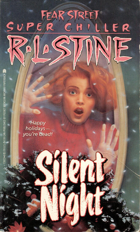 Fear Street: Silent Night by R. L. Stine - a teenager looks out the window and looks scared - a scene that is never in the book